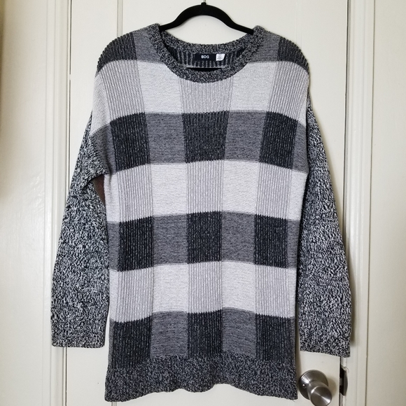BDG gray buffalo plaid elbow patch long sleeve sweater tunic - Picture 4 of 11